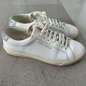 Saint Laurent (YSL) Andy White and Silver Sneakers